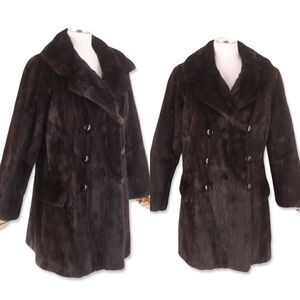 Mink fur coat by Pierre Cardin designer vintage 1970s Sz M rare